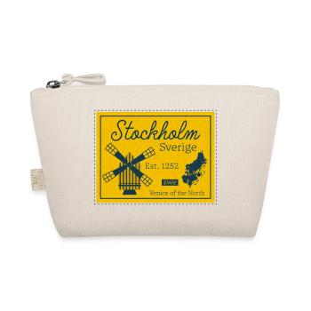 Stockholm Sverige Vintage Travel Motif - Organic Pouch - nature - Front