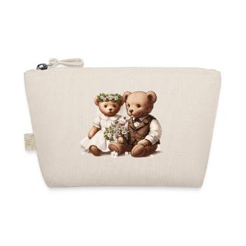 Vintage Hochzeit: Teddybär-Brautpaar Vintage-Stil - Bio-Täschchen - Natur - Vorne