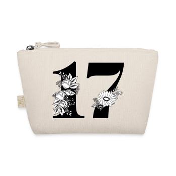 Number 17 Black Floral -17th Birthday Floral - Organic Pouch - nature - Front