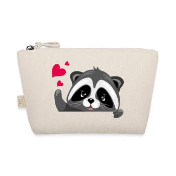 Peeking cute raccoon with hearts - Organic Pouch - nature - Front