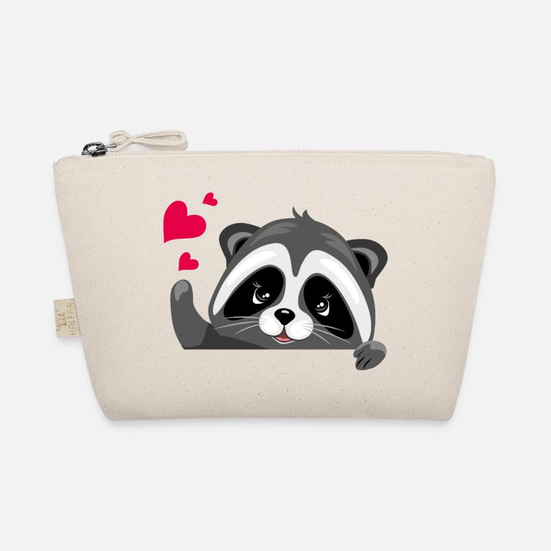 Jeter un coup d’œil mignon raton laveur avec des cœurs Trousse biologique