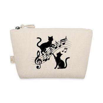 Black cats pattern playing with musical note - Organic Pouch - nature - Front