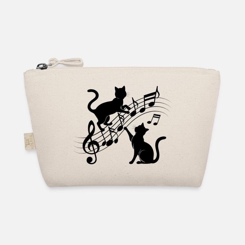 Black cats pattern playing with musical note Organic Pouch