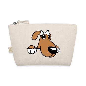 Hund Hinter Mauer Hübsche Dame Schleife Weiblich - Bio-Täschchen - Natur - Vorne