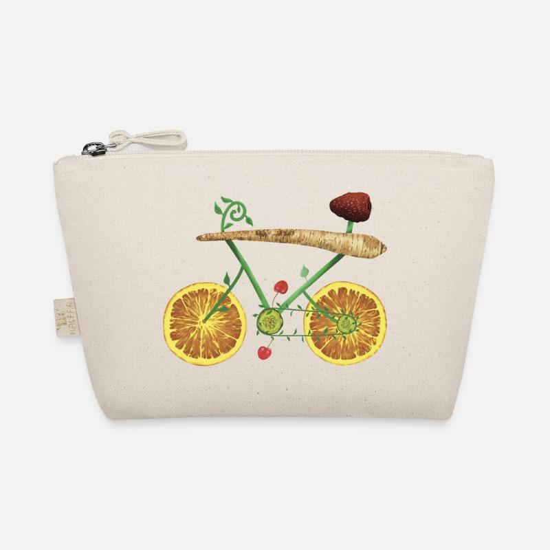 Fruchtiges Fahrraddesign mit Orangenscheiben - Bio-Täschchen - Natur