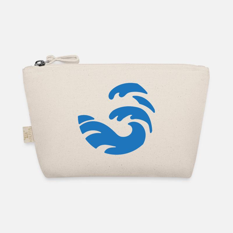 simple blue wave design in round shape Organic Pouch