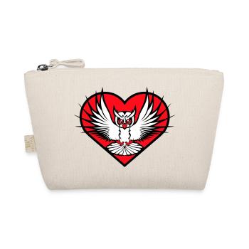 Owl Heart Symbol Shape Bird Love Eagle Owl Flying Cool - Organic Pouch - nature - Front