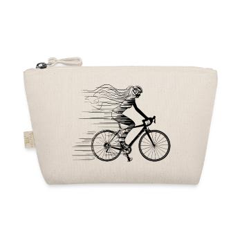 Female Cyclist Line Art - Organic Pouch - nature - Front