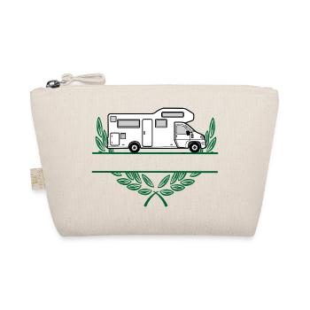 Camper in wreath with space for text or name - Organic Pouch - nature - Front