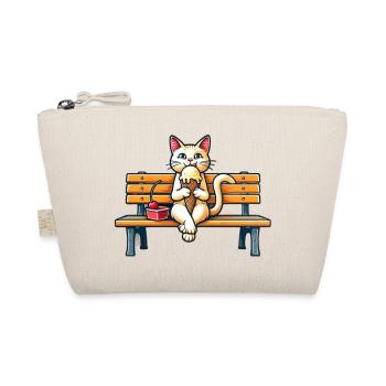 Cute Cat enjoying an icecream on a bench - Organic Pouch - nature - Front