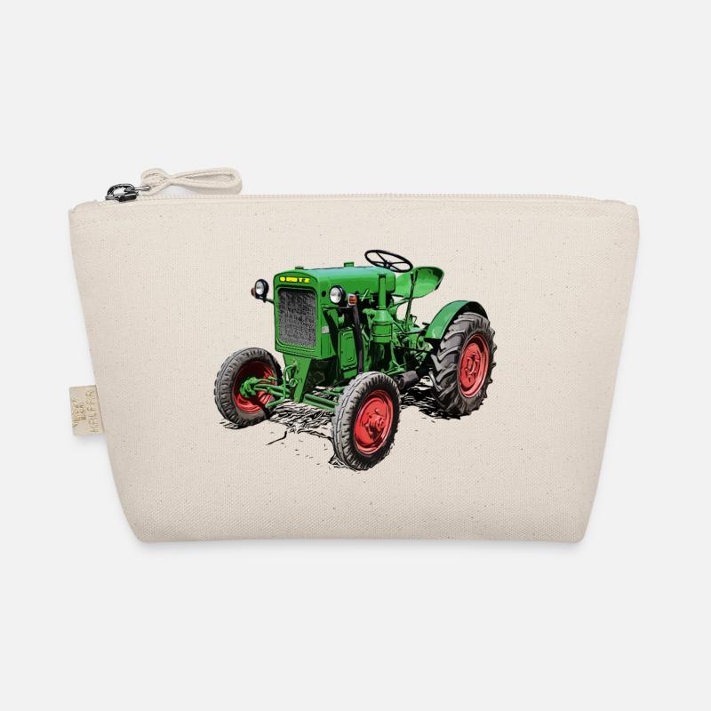Grüner Oldtimer-Traktor Bio-Täschchen