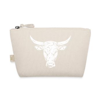Bull Head Silhouette Design - Organic Pouch - nature - Front