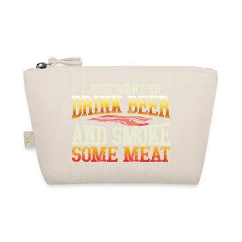 Humoristisches Bier- und Fleisch-Motiv - Bio-Täschchen - Natur - Vorne