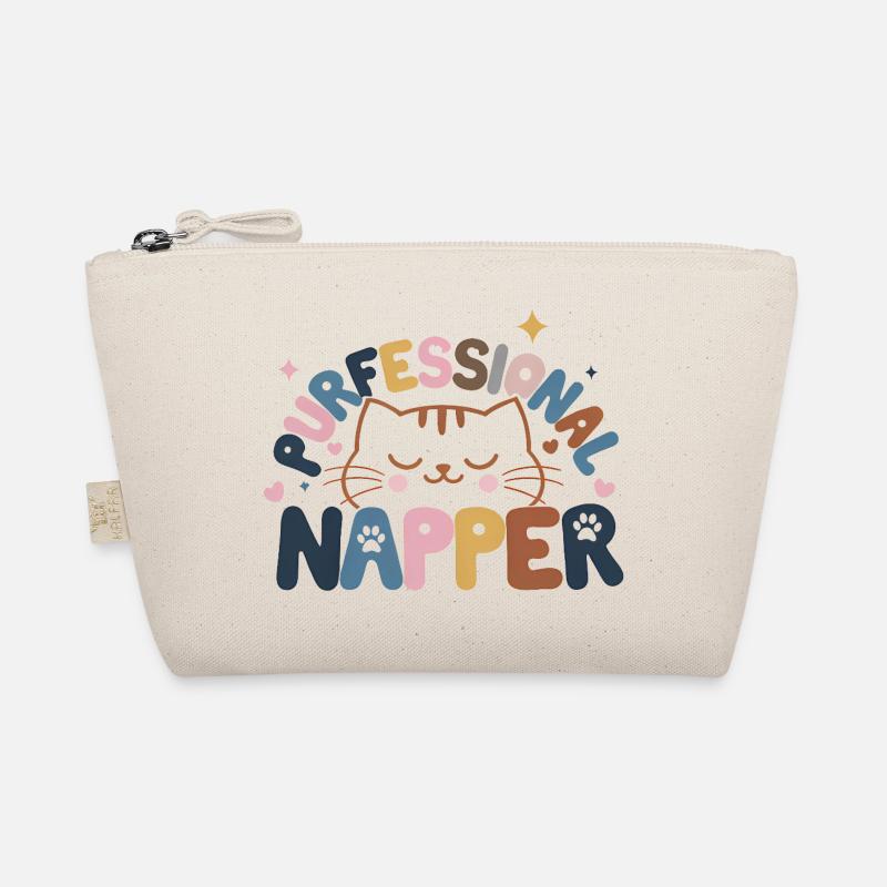 Whimsical Cat with Peaceful Expression Organic Pouch