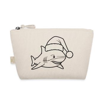 Christmas Shark Cartoon Illustration - Organic Pouch - nature - Front