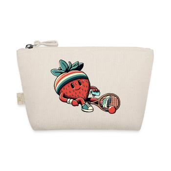 Fraise jouant au tennis avec bandeau rétro - Trousse biologique - nature - Devant