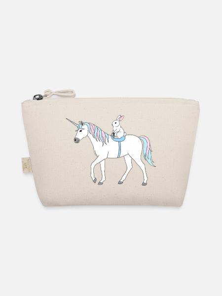 Pastel Unicorn with Bunny - Organic Pouch - nature - Front