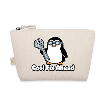 Pinguin Mechaniker mit Schraubenschlüssel - Bio-Täschchen - Natur - Vorne