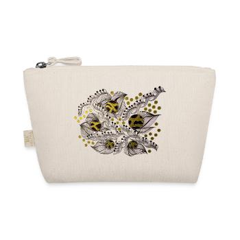 Leaf Lines Pattern with Gold Dots - Organic Pouch - nature - Front