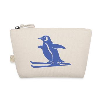 Minimalistischer Pinguin Skifahrer Winter Sport - Bio-Täschchen - Natur - Vorne