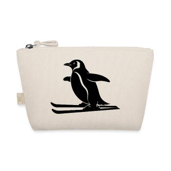 Minimalistischer Pinguin Skifahrer Winter Sport - Bio-Täschchen - Natur - Vorne