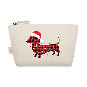 Hund Dackel Weihnachten Plaid Rot Plaid - Bio-Täschchen - Natur - Vorne
