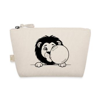 Lion with Bubble Gum – Funny Animal Design - Organic Pouch - nature - Front