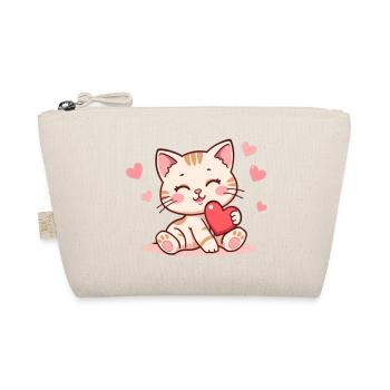 Kawaii Katze mit Herz Geschenk Geburtstag - Bio-Täschchen - Natur - Vorne