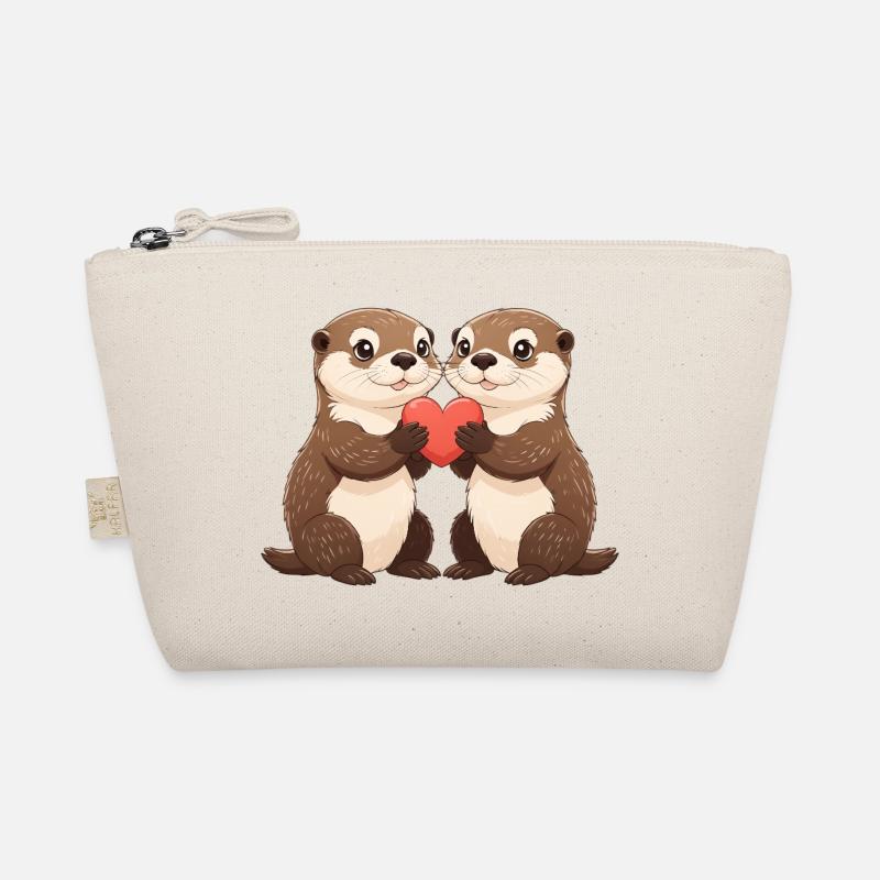 Otter-Duo mit Herz Bio-Täschchen