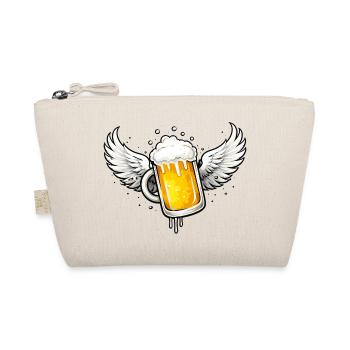 Bierkrug mit Flügeln – cooles Fun-Motiv  - Bio-Täschchen - Natur - Vorne