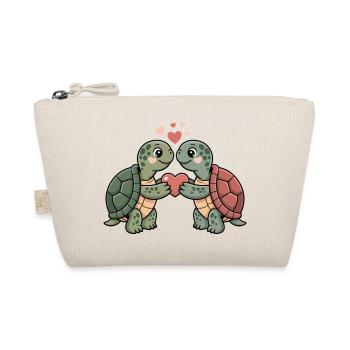 Turtles Love Hug Cuddle Heart Cute - Organic Pouch - nature - Front