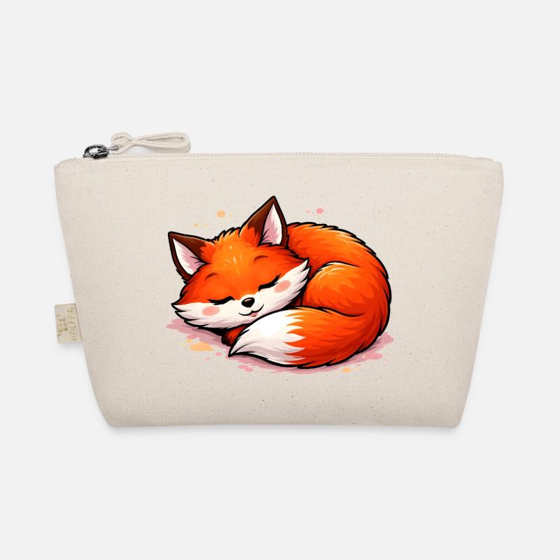 Sleeping Fox – Cute Animal Motif Organic Pouch