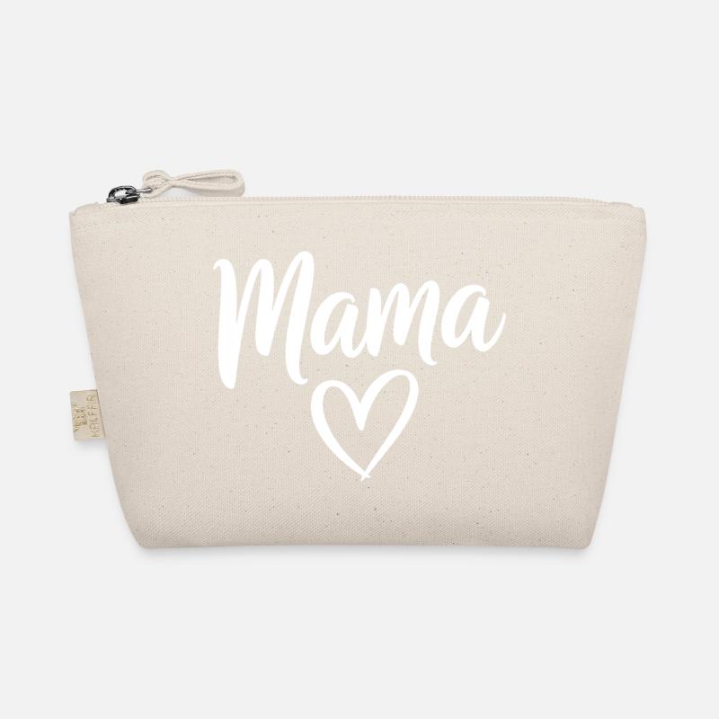 Mama Love Script with Heart Motif Organic Pouch