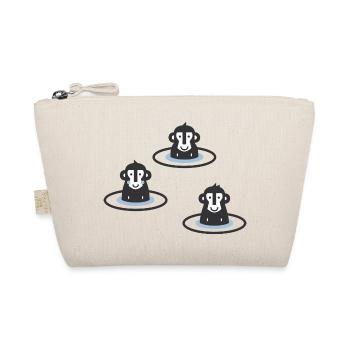 Three Japanese snow monkeys l macaques in onsen l blue - Organic Pouch - nature - Front