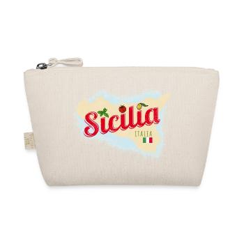 Sizilien Italien Vintage Insel Souvenir mit Fahne - Bio-Täschchen - Natur - Vorne
