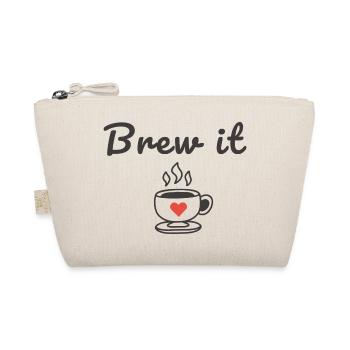 Brew It Coffee Zitat niedliches, minimalistisches Tassendesign - Bio-Täschchen - Natur - Vorne