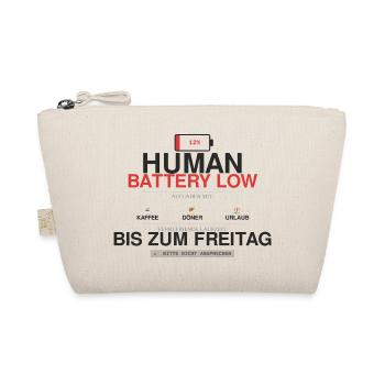Human Battery Low Coffee Humor - Organic Pouch - nature - Front