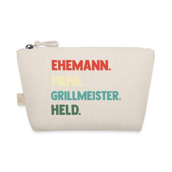 Papa Vater Held Grillmeister BBQ Geschenk - Bio-Täschchen - Natur - Vorne