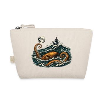 Kraken Sea Monster Vintage Sailing Ship Octopus - Organic Pouch - nature - Front