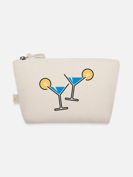 2 Cocktailgläser / Cocktail / Martini + (Hellblau) - Bio-Täschchen - Natur - Vorne