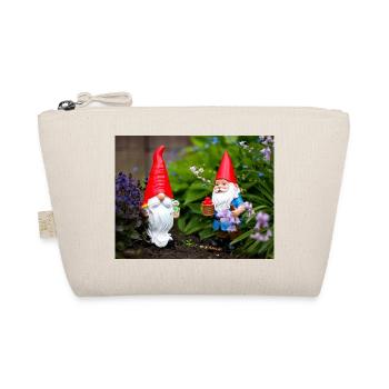 Garden Gnome Red Cap Scene - Organic Pouch - nature - Front