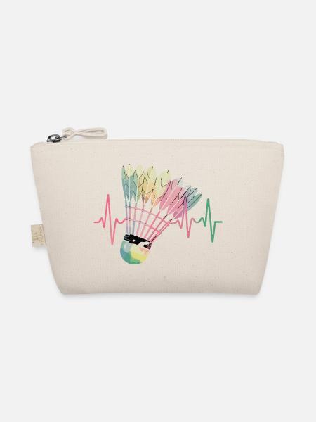Badminton Heartbeat Colorful Shuttlecock Pulse For - Organic Pouch - nature - Front