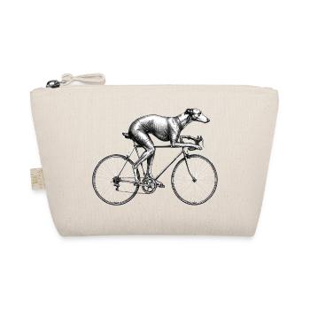 Greyhound Riding Bicycle Funny Sighthound Art - Organic Pouch - nature - Front