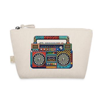 Farbenfrohe Retro Boombox Muster - Bio-Täschchen - Natur - Vorne