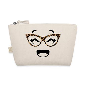 Cute Face In Kawaii Style With Leopard Goggles - Organic Pouch - nature - Front