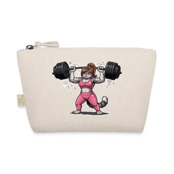 Gym Katze Brünette – Fitness & Workout Motiv - Bio-Täschchen - Natur - Vorne