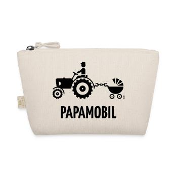 Papamobil (Trecker Und Kinderwagen / Black) - Bio-Täschchen - Natur - Vorne