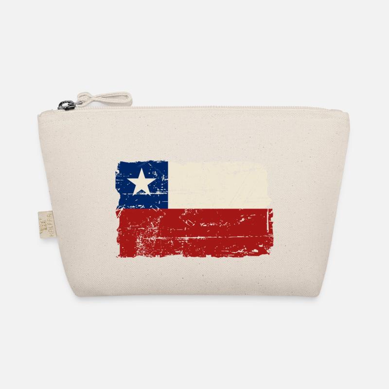 Chile Flag - Vintage Look - Bio-Täschchen - Natur