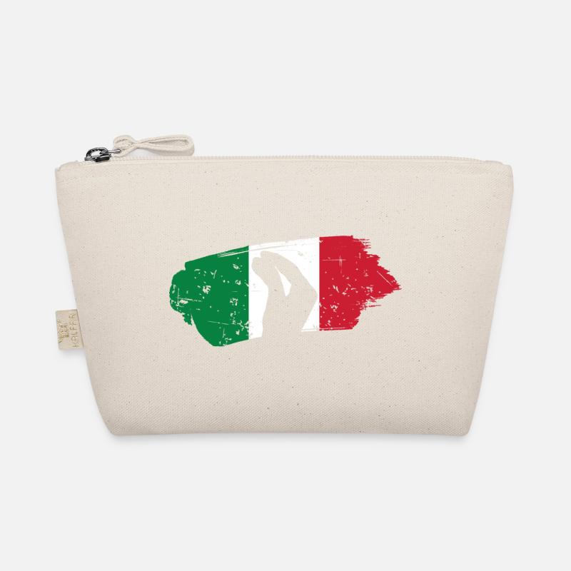 Silhouette Hand mit italienischem Flaggenhintergrund Bio-Täschchen