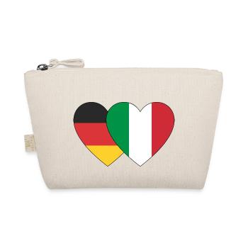 german Italian love with 2 hearts without limits - Organic Pouch - nature - Front